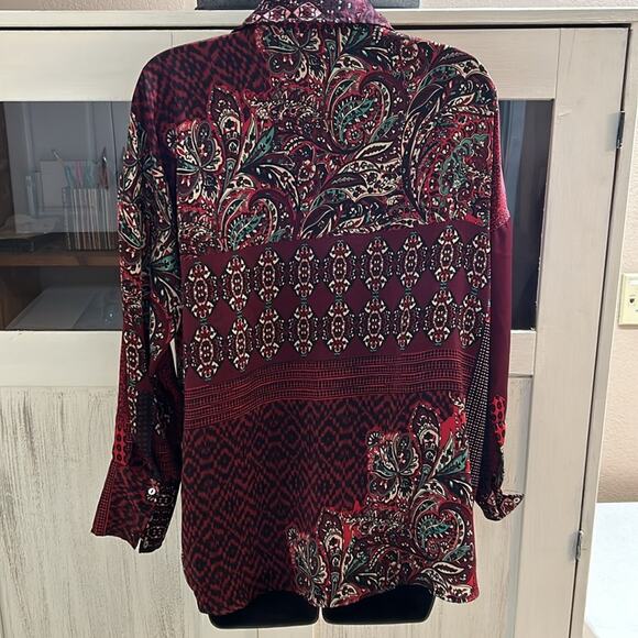 Zara Multi-Pattern Button-Down Blouse - Picture 3 of 4
